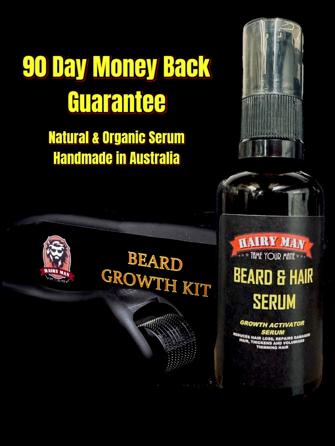 Beard growth kit - handmade in australia - natural and organic ingredients- mens grooming products - dermaroller 