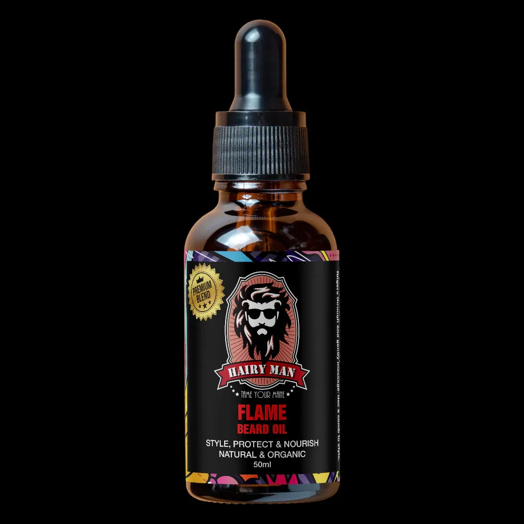 Hairy Man Care Flame Beard Oil 50ml – Cedarwood, Leather & Oud, Fresh Cologne Scent