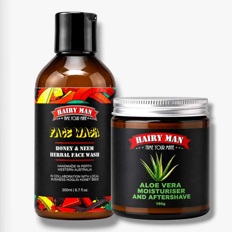 Hairy Man honey neem face wash and aloe vera moisturiser aftershave for beard care