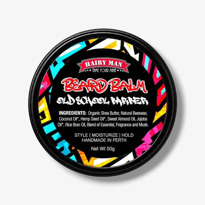 Hairy Man Beard Balm - Old School Barber formula for styling, moisturizing & holding beards. Handmade in Perth.
