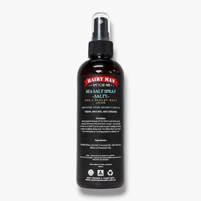 Hairy Man Sea Salt Spray for beachy wavy hair texture, vegan & natural, handmade in Australia