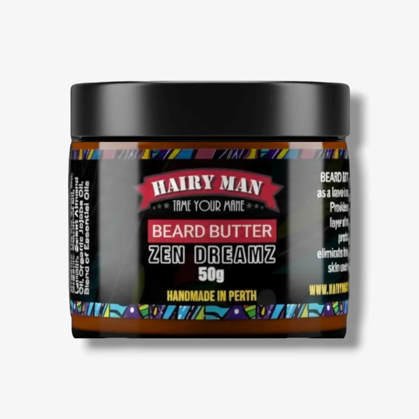 Hairy Man Zen Dreamz Beard Butter 50g, handmade in Perth, natural ingredients for beard care