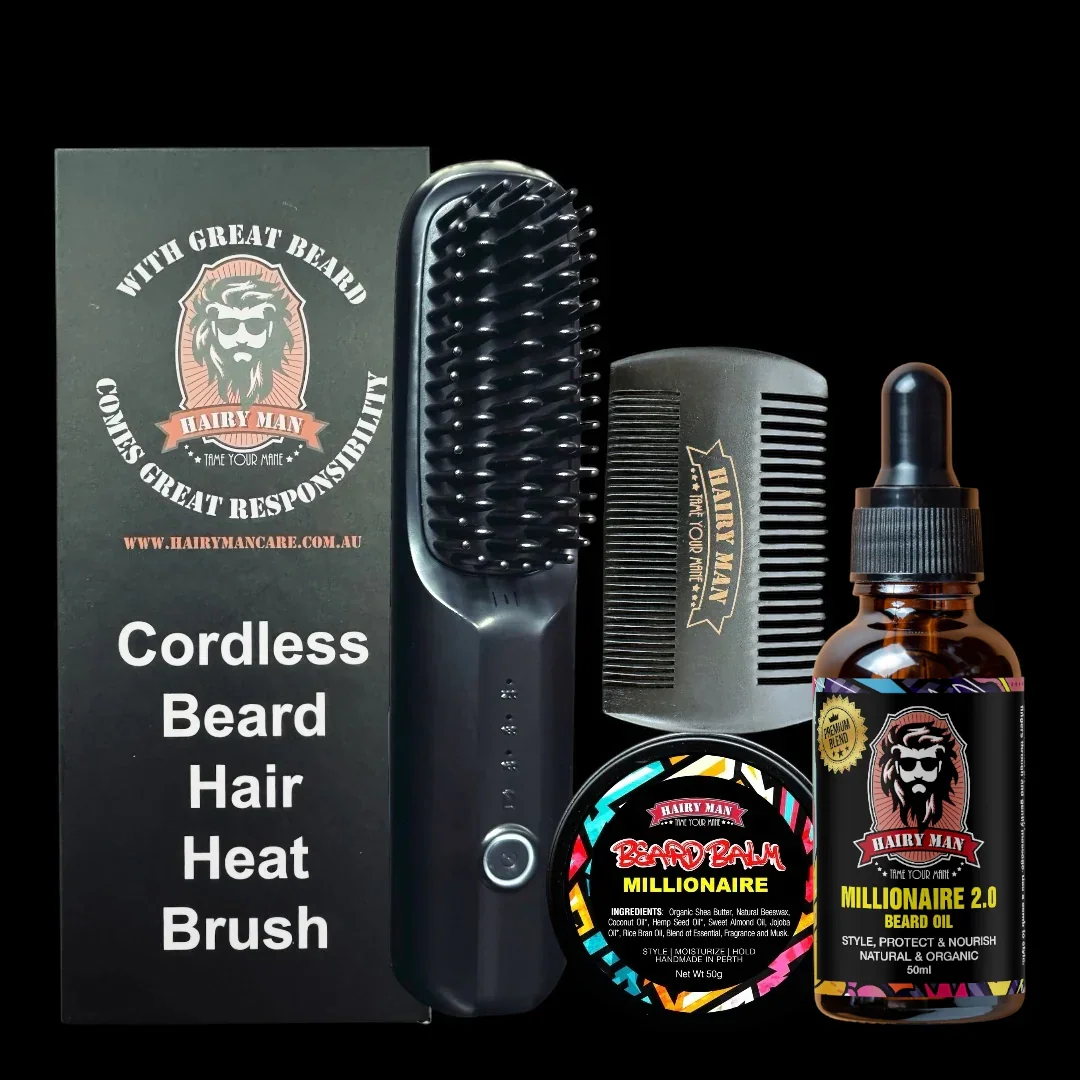 Best beard oil in Australia for dry and itchy beards - beard heat brush styling kit