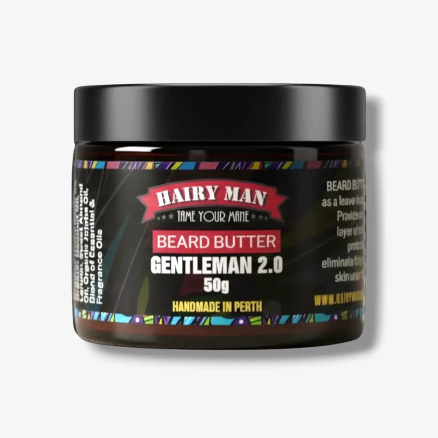 Hairy Man Gentleman 2.0 Beard Butter 50g, handmade in Perth, natural ingredients for beard care
