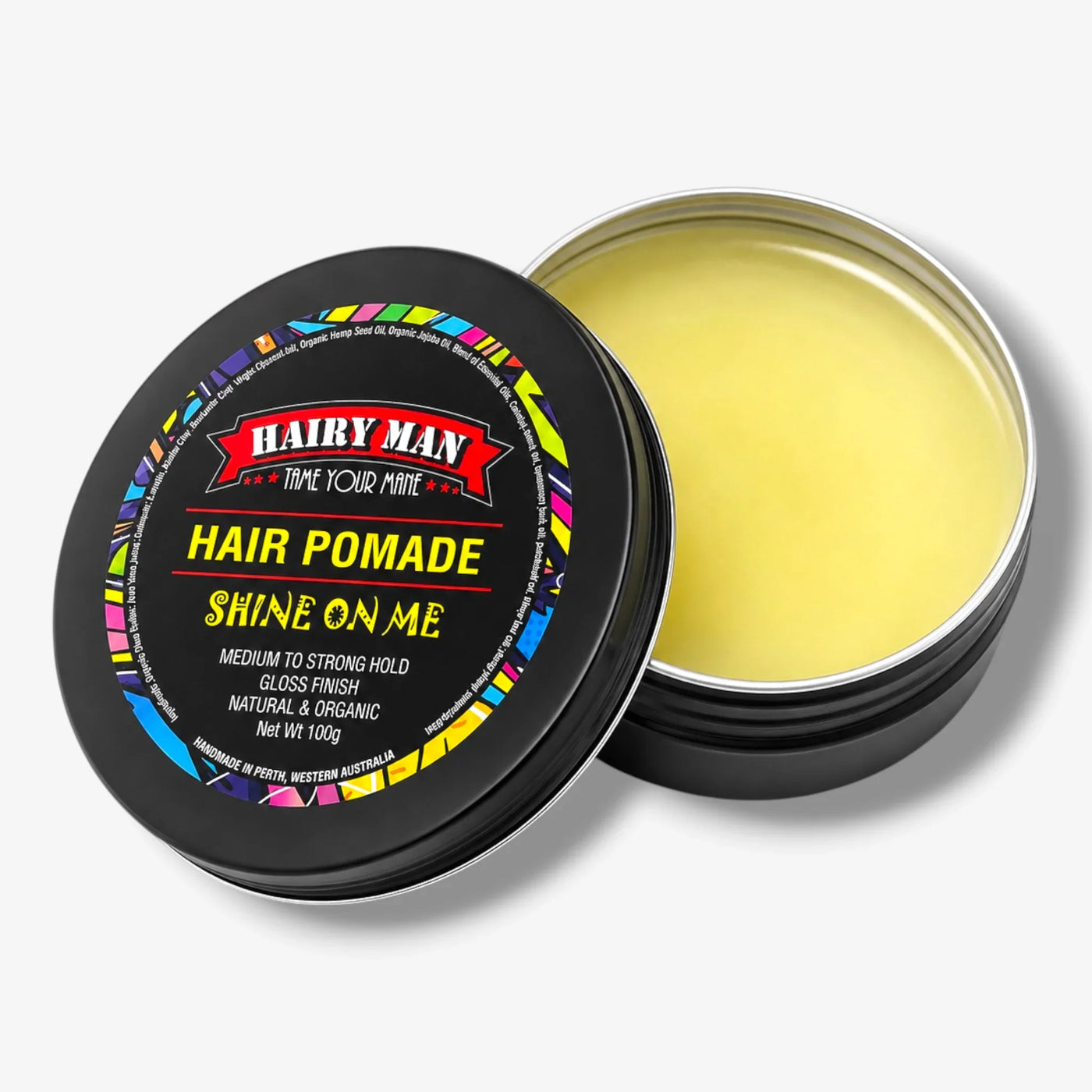 Hairy Man Hair Pomade Shine On Me - natural organic hold & gloss finish, handmade in Australia