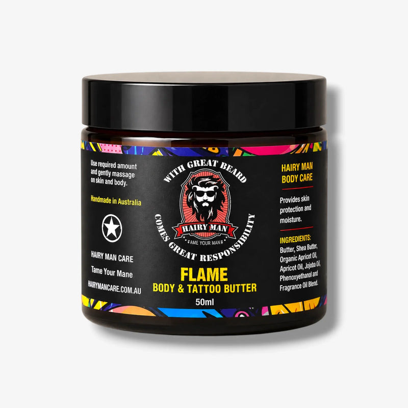 Flame Body & Tattoo Butter for skin protection and moisture, handmade in Australia