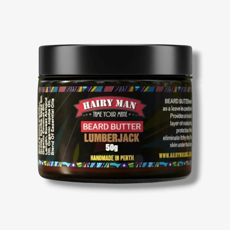 Hairy Man Lumberjack Beard Butter 50g, handmade in Perth, natural ingredients for beard care