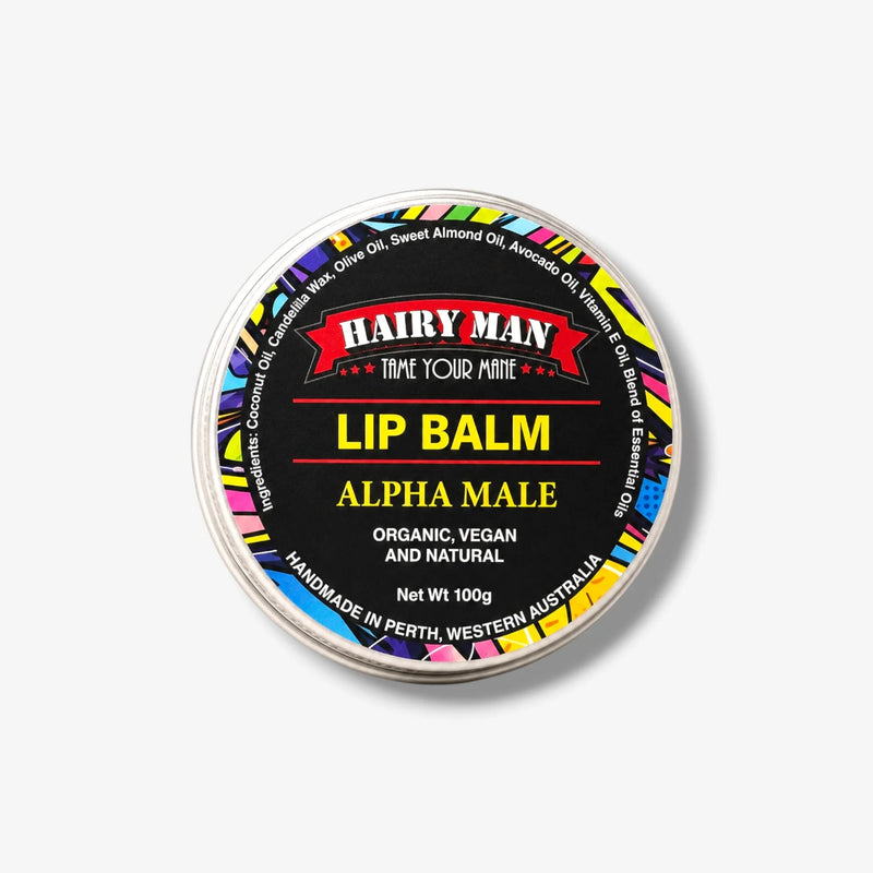 Hairy Man Alpha Male Lip Balm, organic vegan natural, handmade in Perth, Australia, 100g