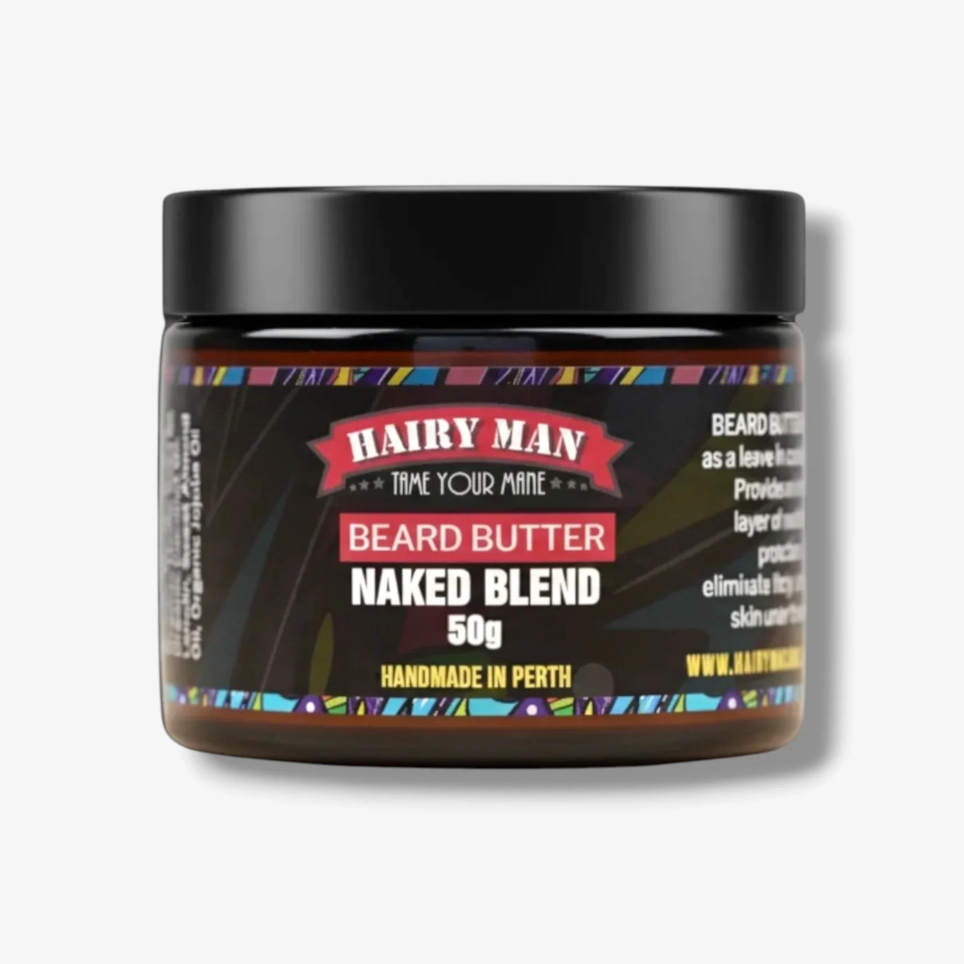 Hairy Man Beard Butter Naked Blend 50g, handmade in Perth for taming beards with natural ingredients