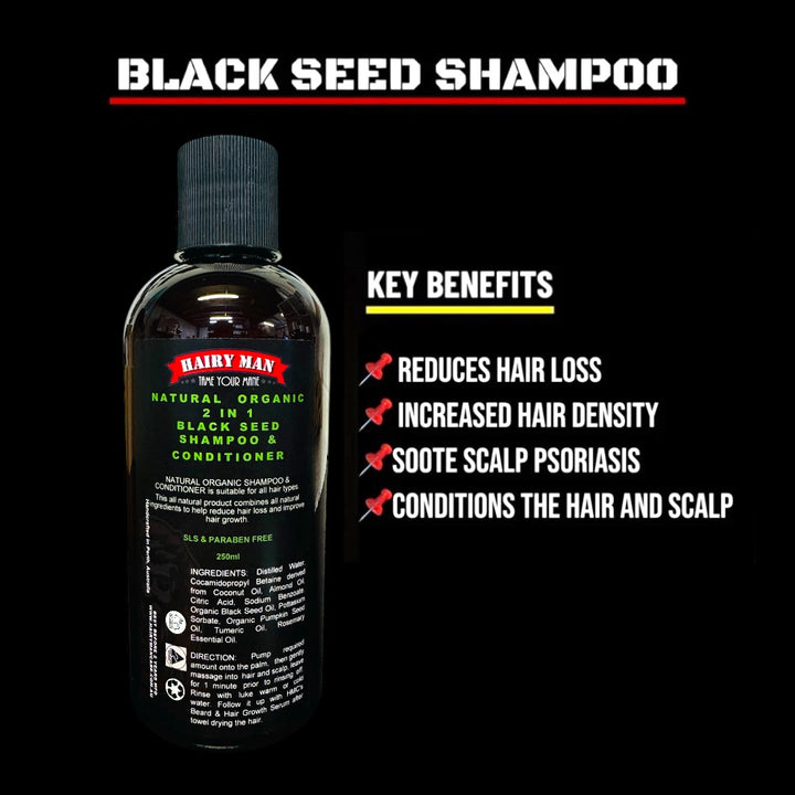 Organic Black Seed Hair Shampoo 250ML - Hairy Man Care