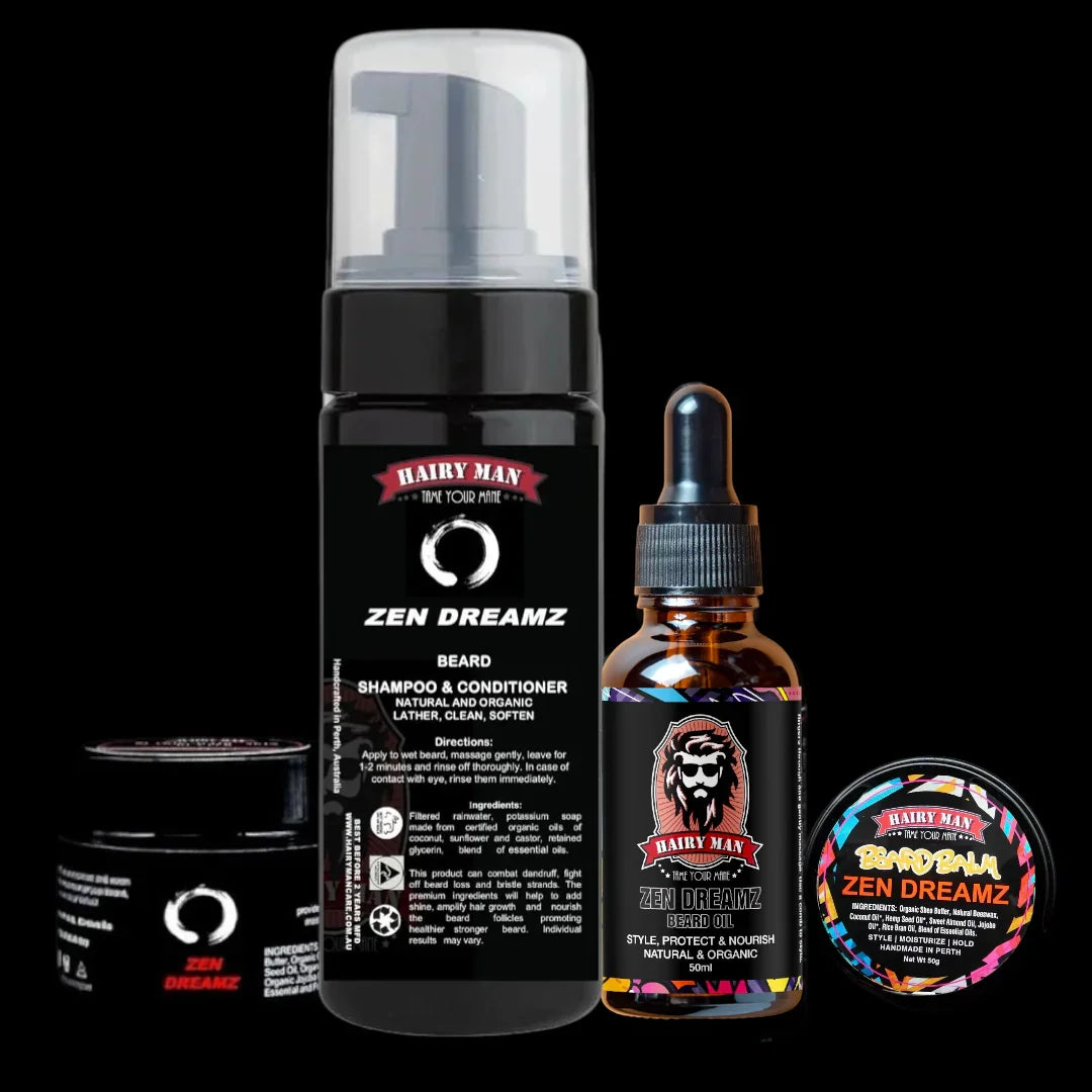 Best beard oil in Australia for dry and itchy beards - zen dreamz beard care kit bundle