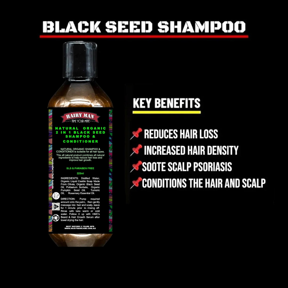 Organic Black Seed Hair Shampoo 225ML - Hairy Man Care