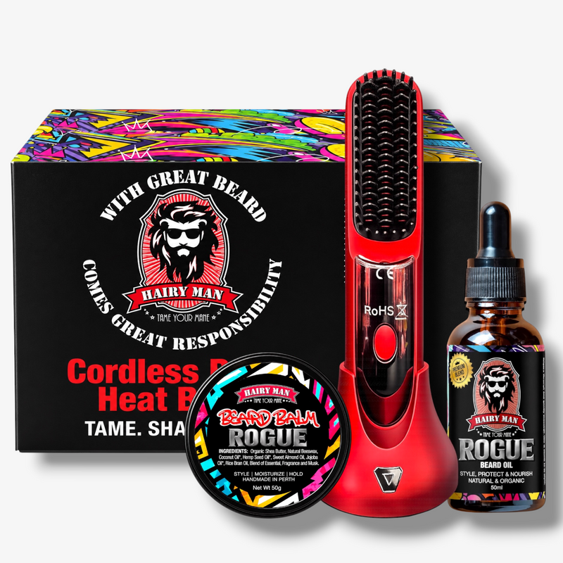 Cordless Beard & Hair Straightening Heat Brush Styling Kit