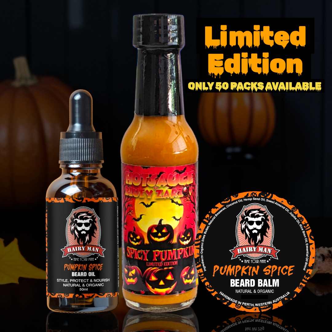 Pumpkin Spice beard oil and hot sauce limited edition bundle