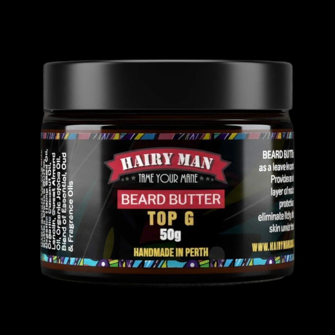 Hairy Man Care Australian-made natural beard butter for beard growth, hydration and styling – premium organic beard care product