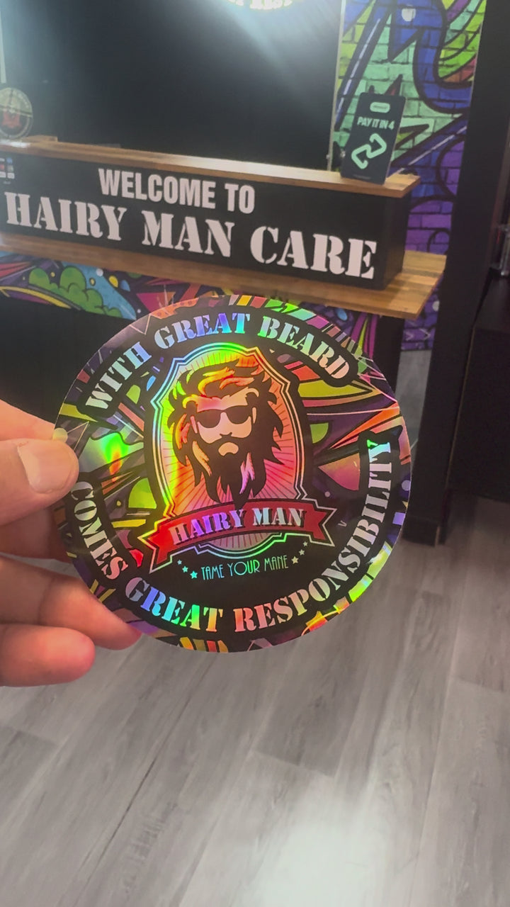 Hairy Man Care - Hologram Sticker